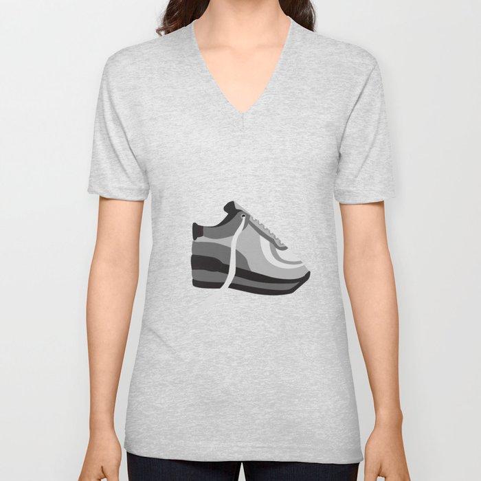 Gray Sneaker V Neck T Shirt