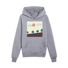 Trees along the hill Kids Pullover Hoodies