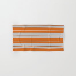 [ Thumbnail: Grey and Chocolate Colored Lines Pattern Hand & Bath Towel ]