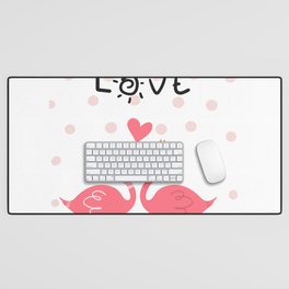 Pink flamingos in love Desk Mat