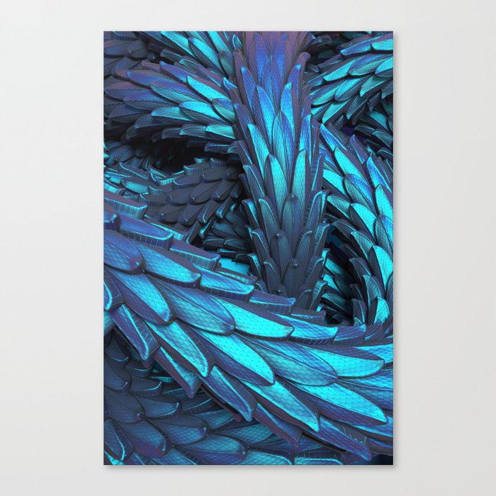 Blue metallic fantasy dragon skin texture.  Canvas Print