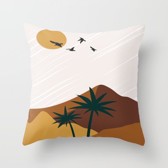 Summer In The Desert, Modern Abstract Boho Design Throw Pillow