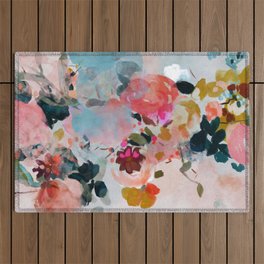 floral bloom abstract painting Outdoor Rug