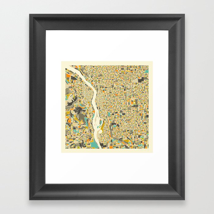 Portland Map Framed Art Print By Jazzberryblue Society6