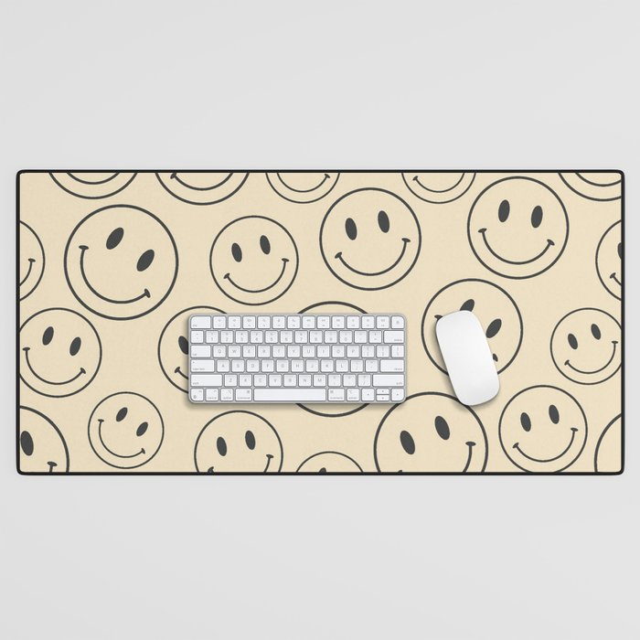 Smiley - Black and Cream Desk Mat