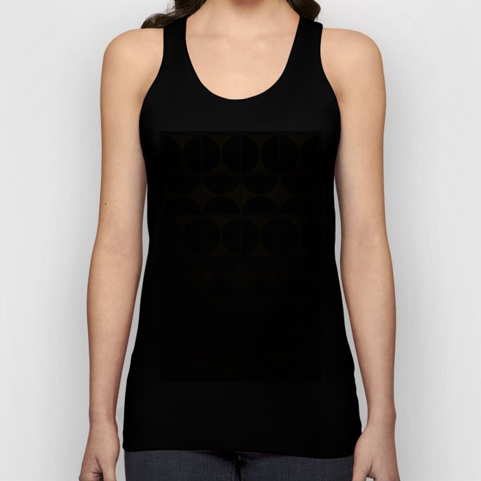 Black and Gray Gradient with Gold Squares and Half Circles Digital Illustration - Artwork Tank Top