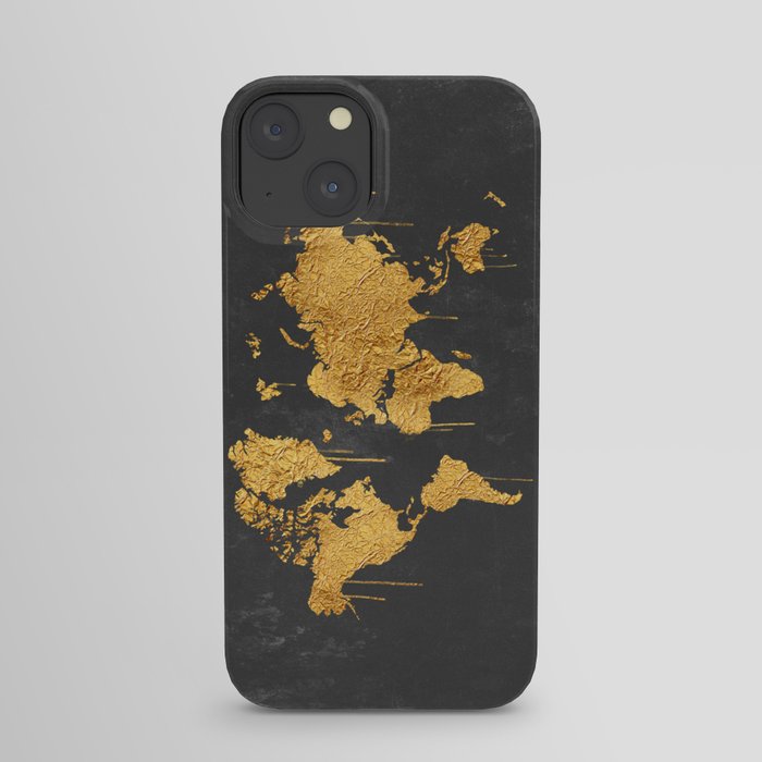 Gold World Map iPhone Case