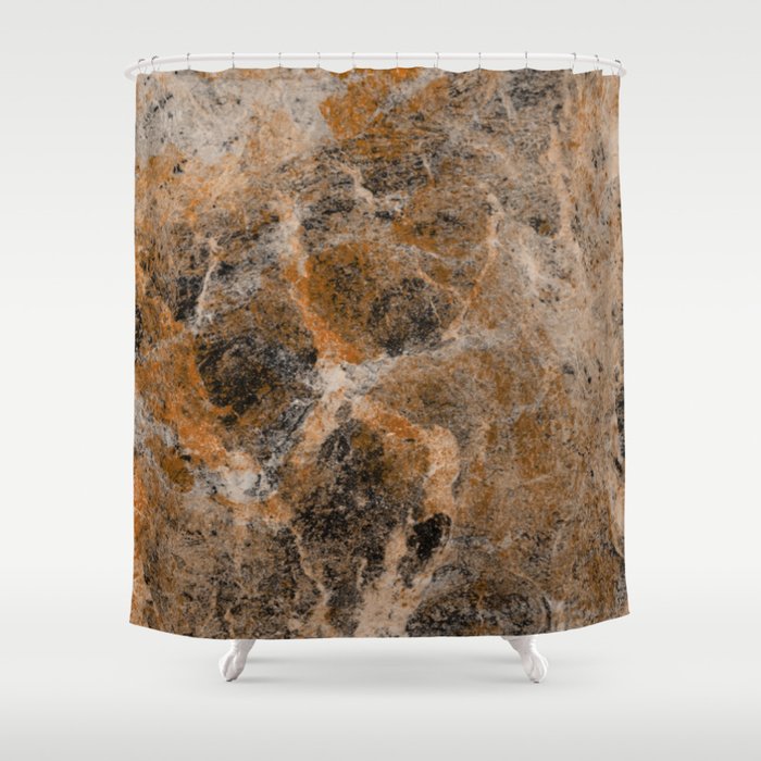 Rusting Marble Abstract Effect Painting In Gold Bronze Rusting Marble Abstract Effect Painting In Gold Bronze Black And White Shower Curtain