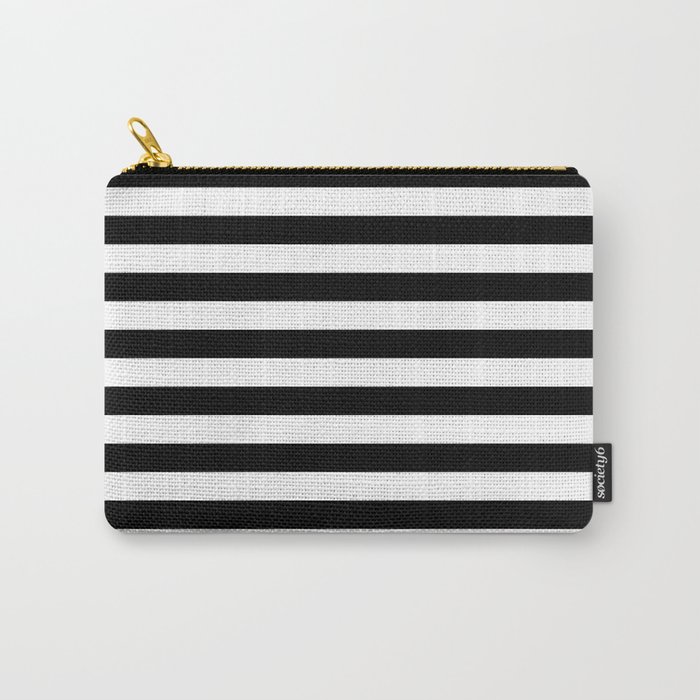 Horizontal Stripes (Black/White) Carry-All Pouch