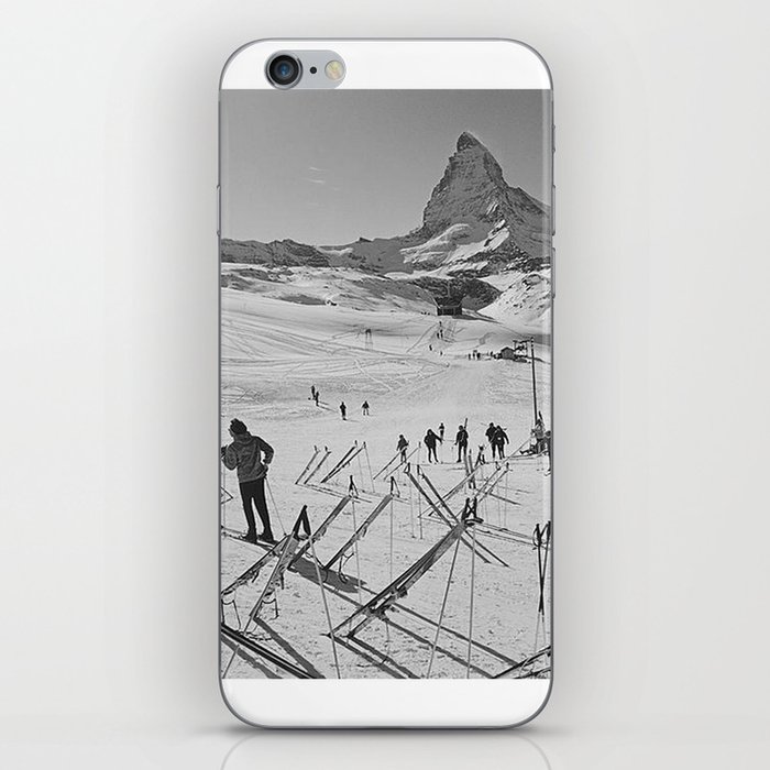 Zermatt Skiing people Portrait Photography Retro Print iPhone Skin