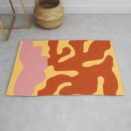 Wild Red Plant in Pink Vase - Modern Abstract Illustration Area & Throw Rug