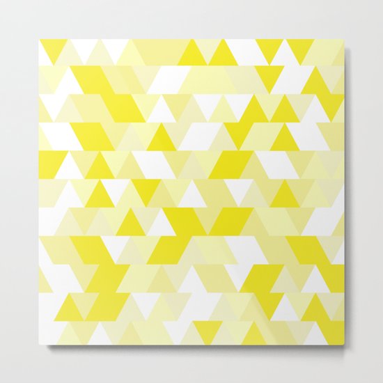 Simple Geometric Triangle Pattern- White on Yellow- Mix & Match with Simplicity of life Metal Print