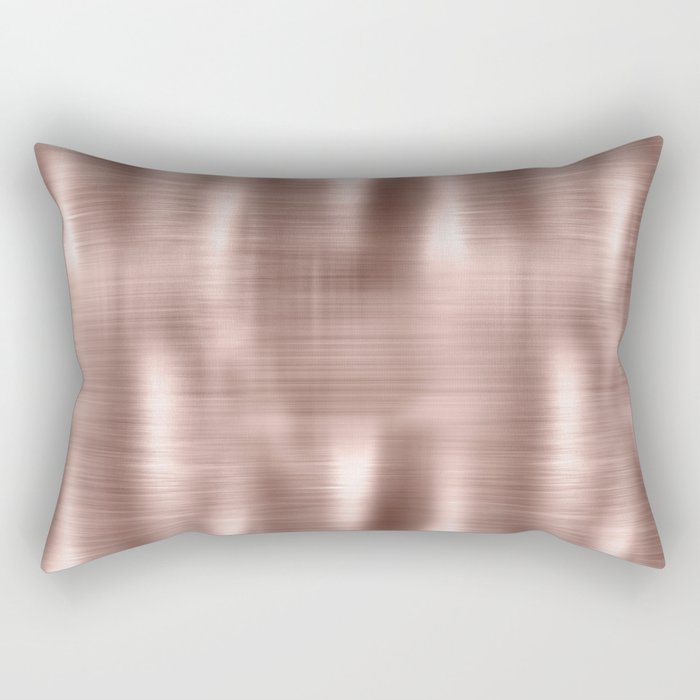 Rose Gold Brushed Metallic Texture Rectangular Pillow