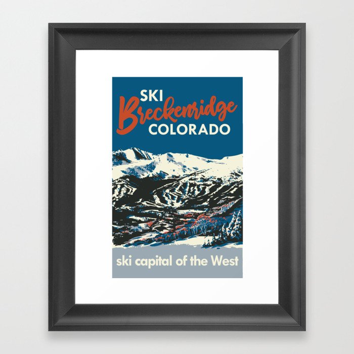 Blue Breckenridge Vintage Ski Poster Framed Art Print