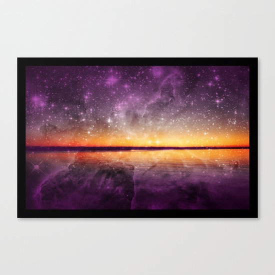 Violet Stars And Sunset Lake Canvas Print