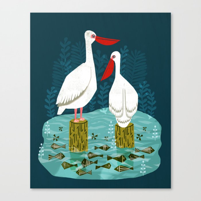 Two Pelicans by Andrea Lauren  Canvas Print