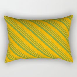 [ Thumbnail: Green and Orange Colored Lines/Stripes Pattern Rectangular Pillow ]