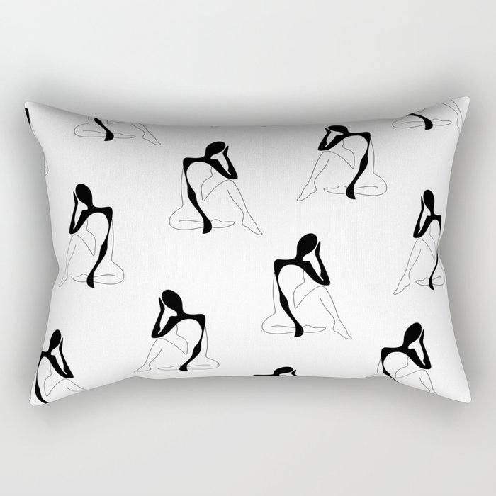 The Pose of Line / Sitting woman’s silhouette  Rectangular Pillow