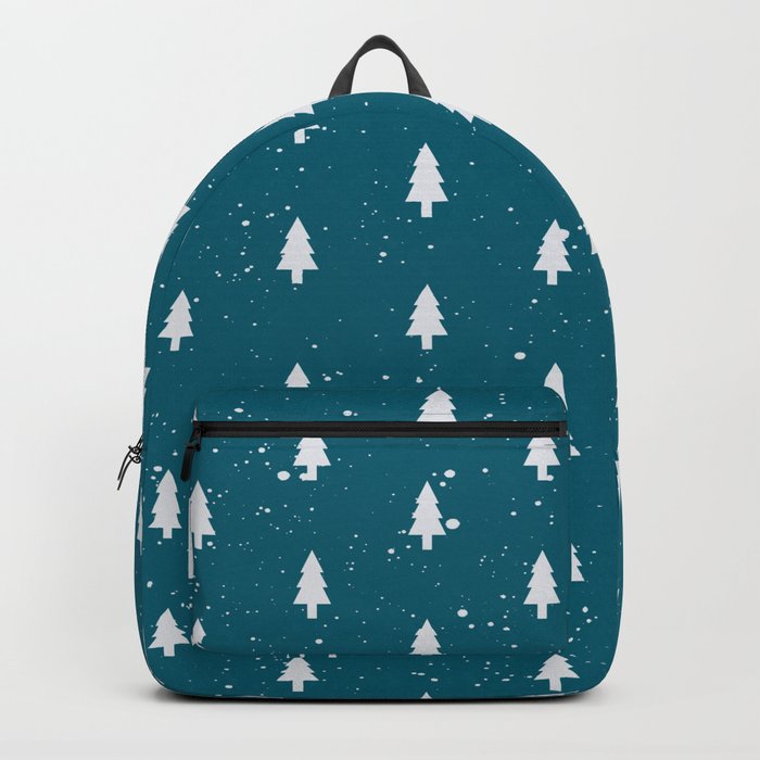 Christmas Trees Pattern Teal Backpack