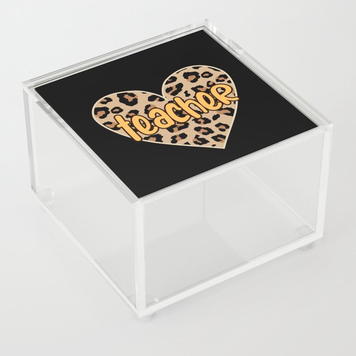 Teacher leopard heart for female teacher Acrylic Box