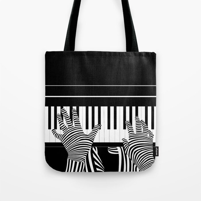 B&W Pianist Tote Bag