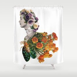 Retro Floral Collage / you never brought me flowers so I became my own bouquet Shower Curtain
