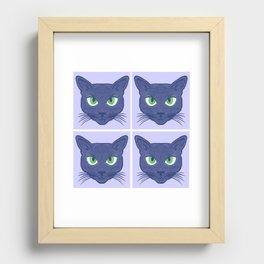 Retro Modern Periwinkle Cats Recessed Framed Print