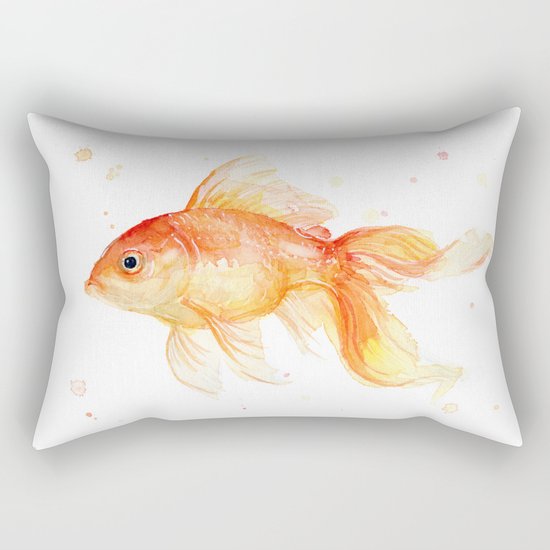 Goldfish Watercolor Fish Rectangular Pillow