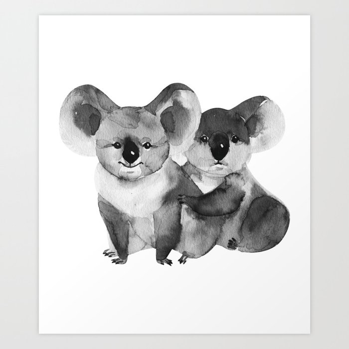 Cute Koalas Bear watercolor, Phascolarctos Cinereus, Best Gift Idea For  Koala Lovers Art Print