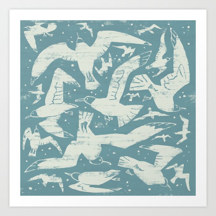 Migrating Gulls Art Print