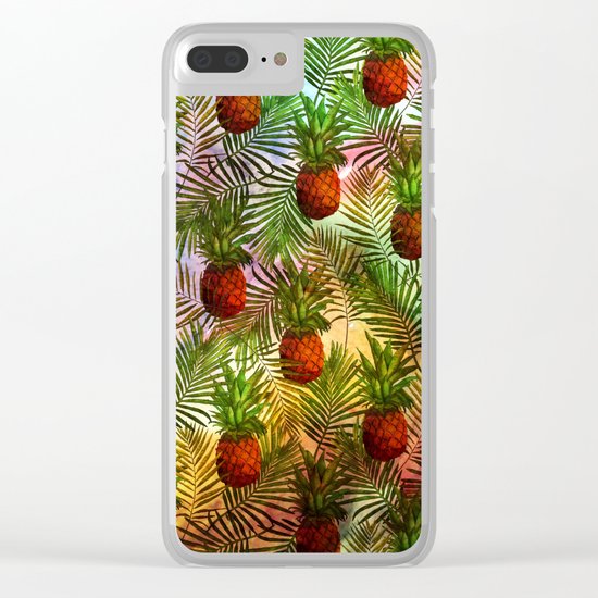 Pineapples - Tropical fruit watercolor illustration pattern Clear iPhone Case