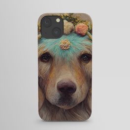 Golden Retriever with Flower Crown Portrait iPhone Case