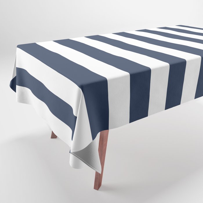 Ohlala - Dark Blue Colourful Minimalistic Retro Stripe Art Design Pattern II Tablecloth