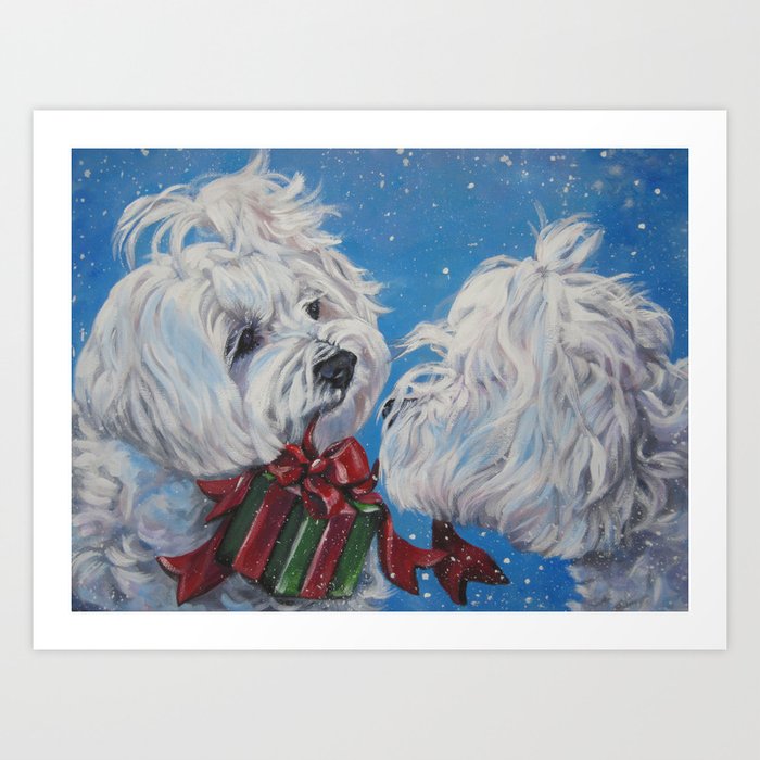 Maltese Dog Gift Christmas Art From An Original Painting By L A
