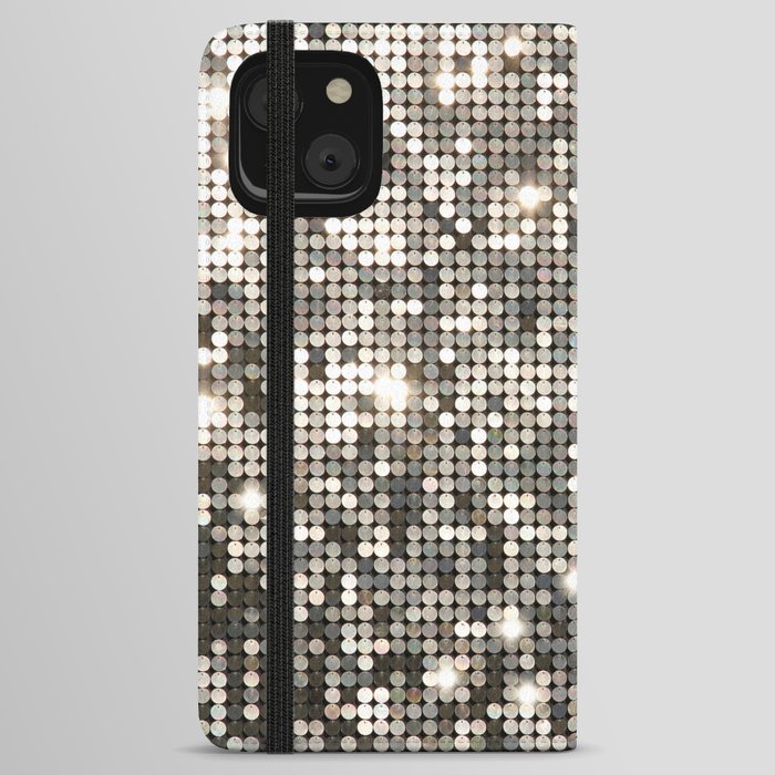 Silver Metallic Glitter sequins iPhone Wallet Case