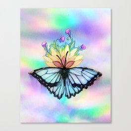 Blue Morpho Butterfly Rainbow Pride Canvas Print