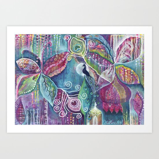 Sacred Temple and the Peacock King - Justine Aldersey-Williams 2012 Art Print