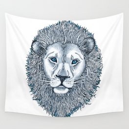 Blue Eyed Lion Wall Tapestry