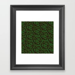 D20 Pattern - Green Gold Black Framed Art Print