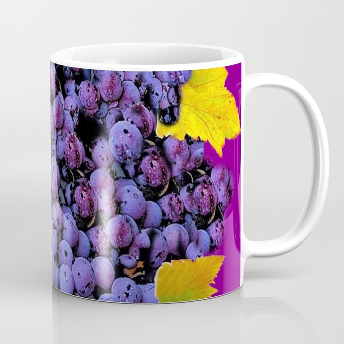 Succulent Purple Vineyard Grapes & Grape Leaves Art Coffee Mug