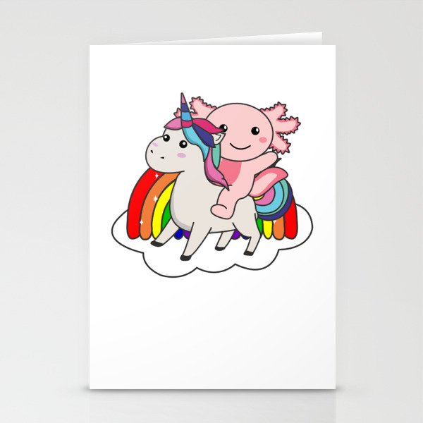 Axolotl Unicorn Rainbow Animals Unicorns Stationery Cards