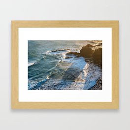 Sunset view of the Pacific Ocean waves at Nugget Point Framed Art Print