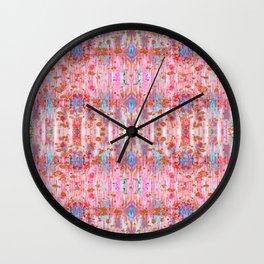 Pretty In Pink Ikat Wall Clock