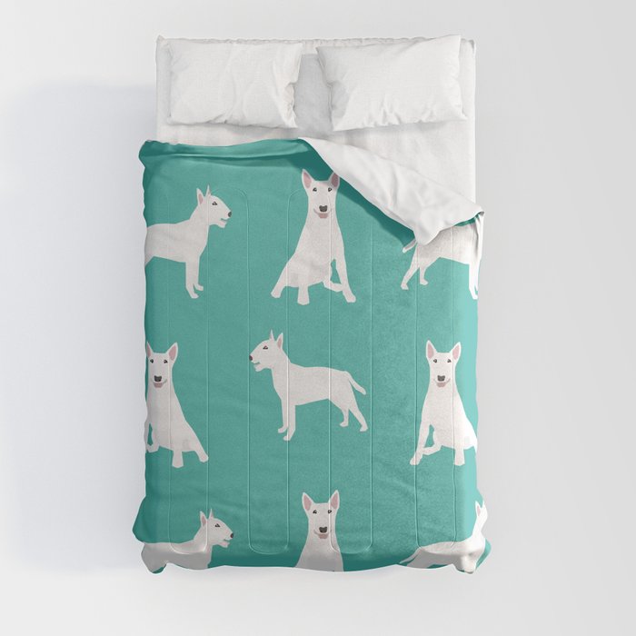 Bull Terrier white coat dog breed pet friendly dog gifts dog lover bull terriers Comforter