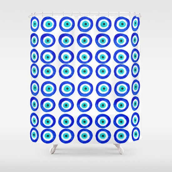 Evil Eye Talisman - on white Shower Curtain