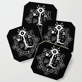 Invisible Sun Symbol on Black Coaster