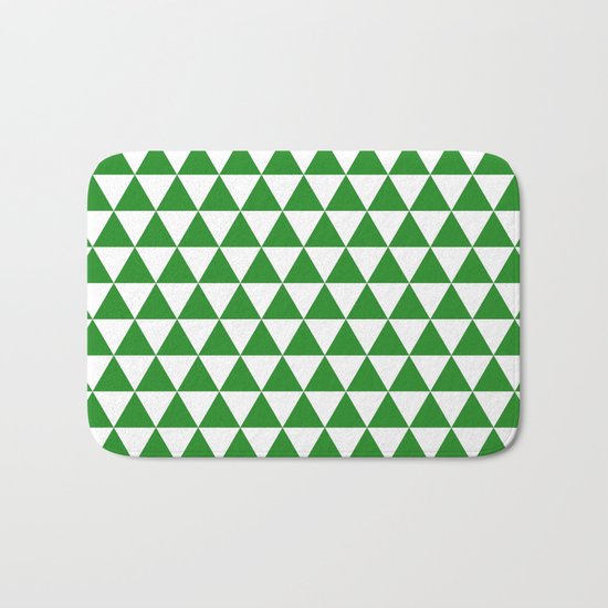 Triangles (Forest Green/White) Bath Mat