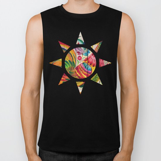 Russian Folk Art on Wood 01 Biker Tank