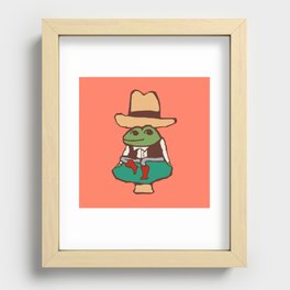 Cowboy On A Mushroom - Square Recessed Framed Print