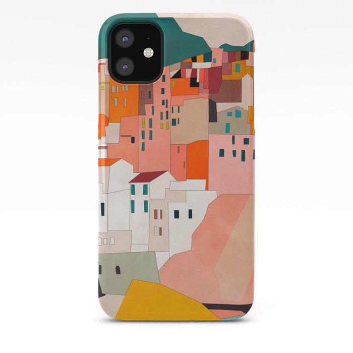 Italy Coast Houses Minimal Abstract Painting Iphone Case By